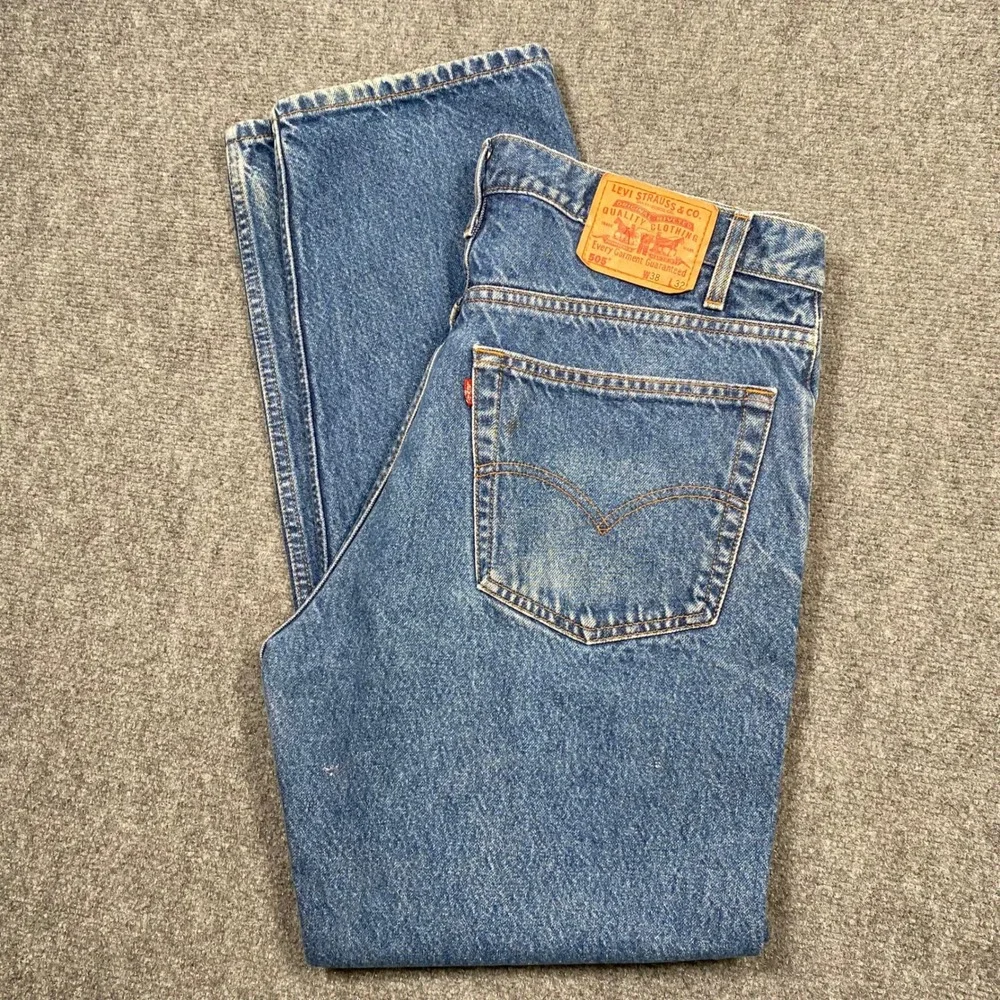 Levi Strauss 505‎ Vintage Mens Jeans 36x32 Medium Wash Regular Fit Straight Leg